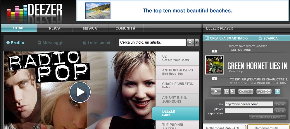 Deezer.com screenshot